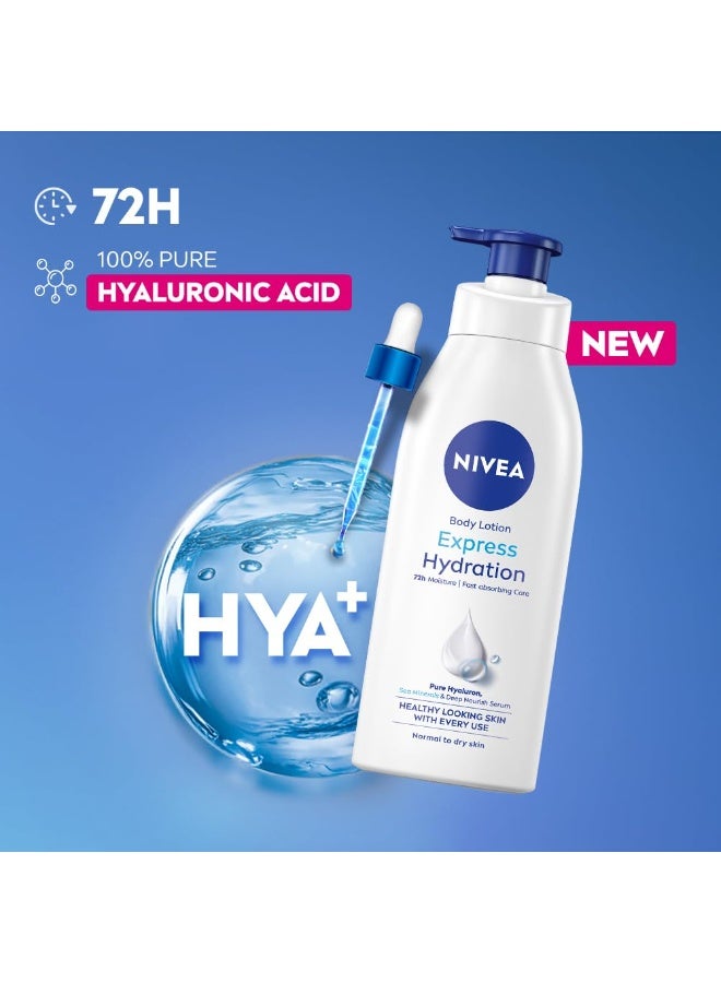 نيفيا لوشن نيفيا إكسبرس لترطيب الجسم، 400 مل | ترطيب يدوم 72 ساعة ومناسب لفصل الصيف | غني بالمعادن البحرية وسيروم الترطيب العميق | تركيبة غير دهنية لبشرة صحية المظهر | مناسب لجميع أنواع البشرة - Image 3